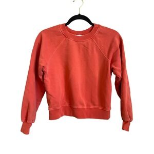 Loup Womens Coral Orange Cotton Raglan Sweatshirt Size Small Made in USA